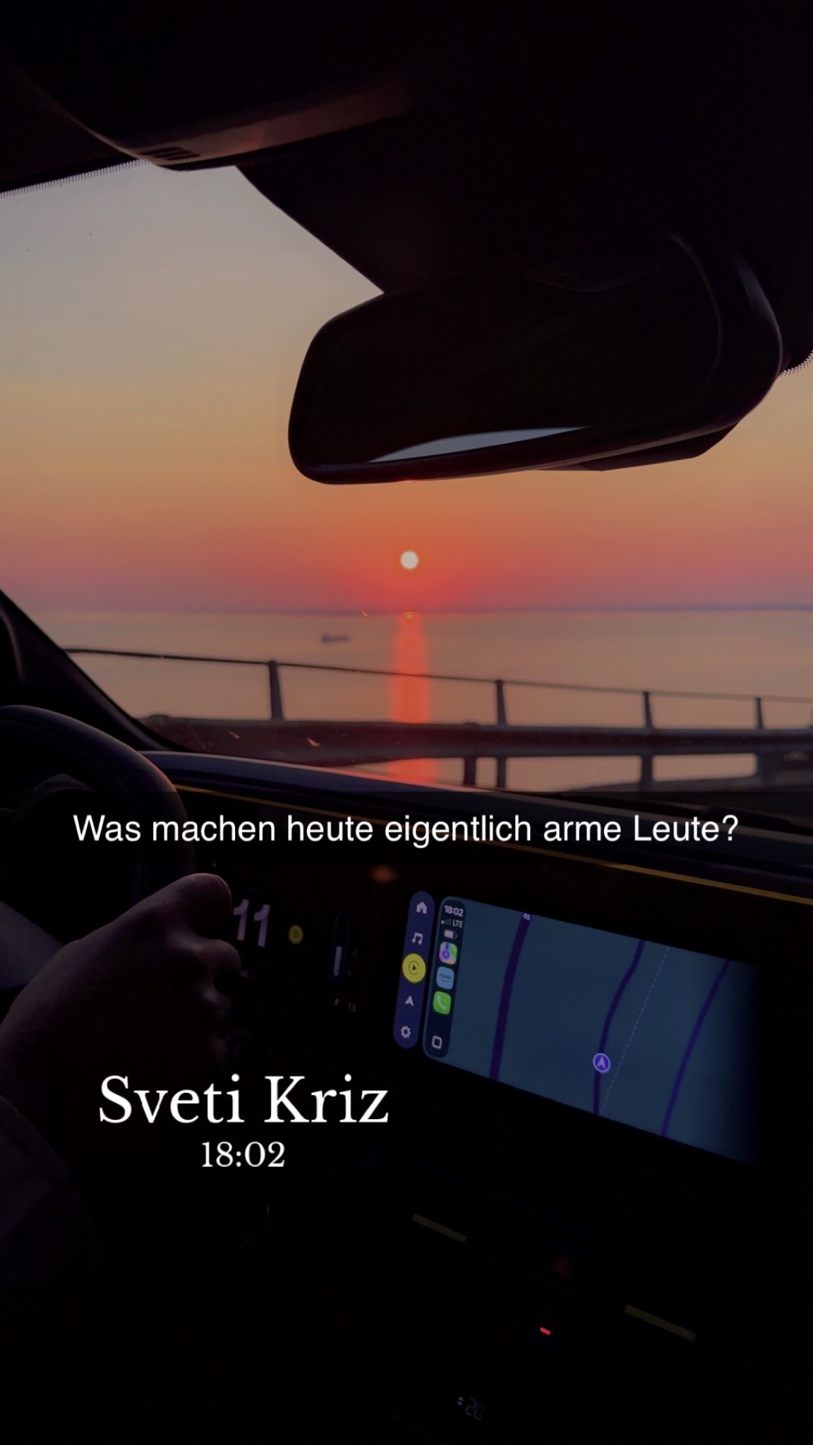 Sonnenuntergang auf dem Weg nach Triest